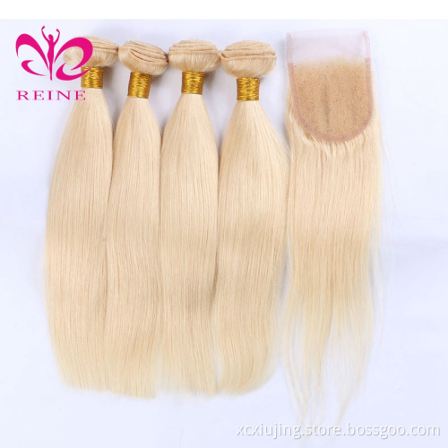 Two tone 1b/blonde straight hair bundles with closure new style soft tangle free brazilian ombre hair extensions